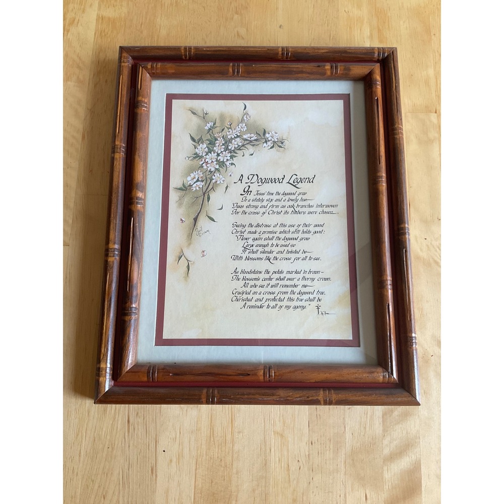 Gail Brown A Dogwood Legend Framed Art Print Faux Bamboo Wood Frame 12x15